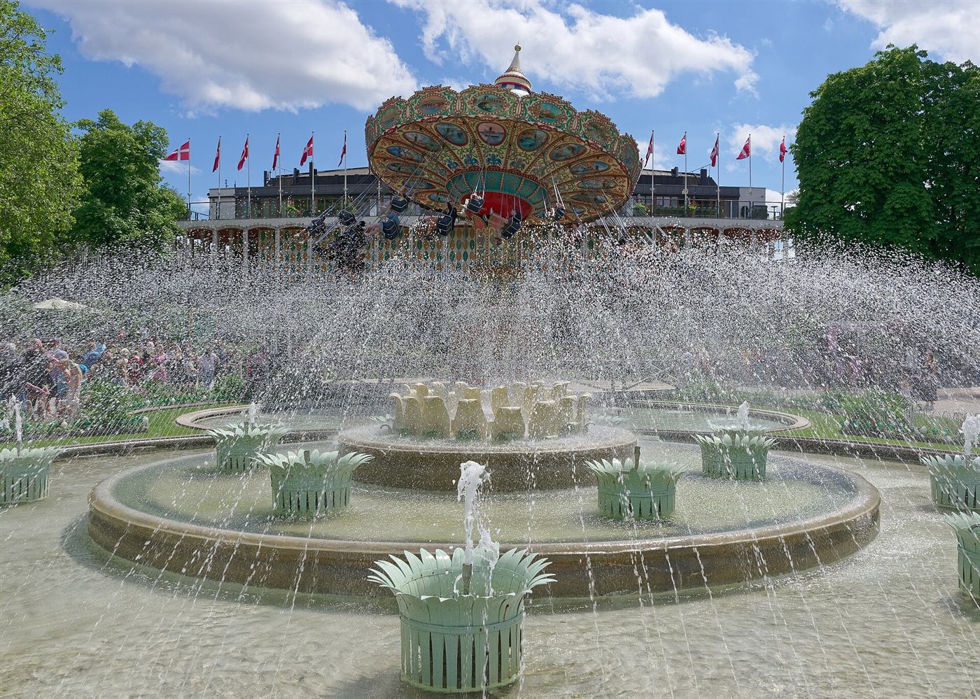 Una fuente en los jardines Tivoli.